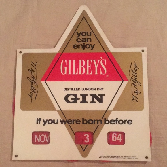 Gilbey’s Gin Vintage Born Before Bar Sign c. 1960s - Picture 1 of 12